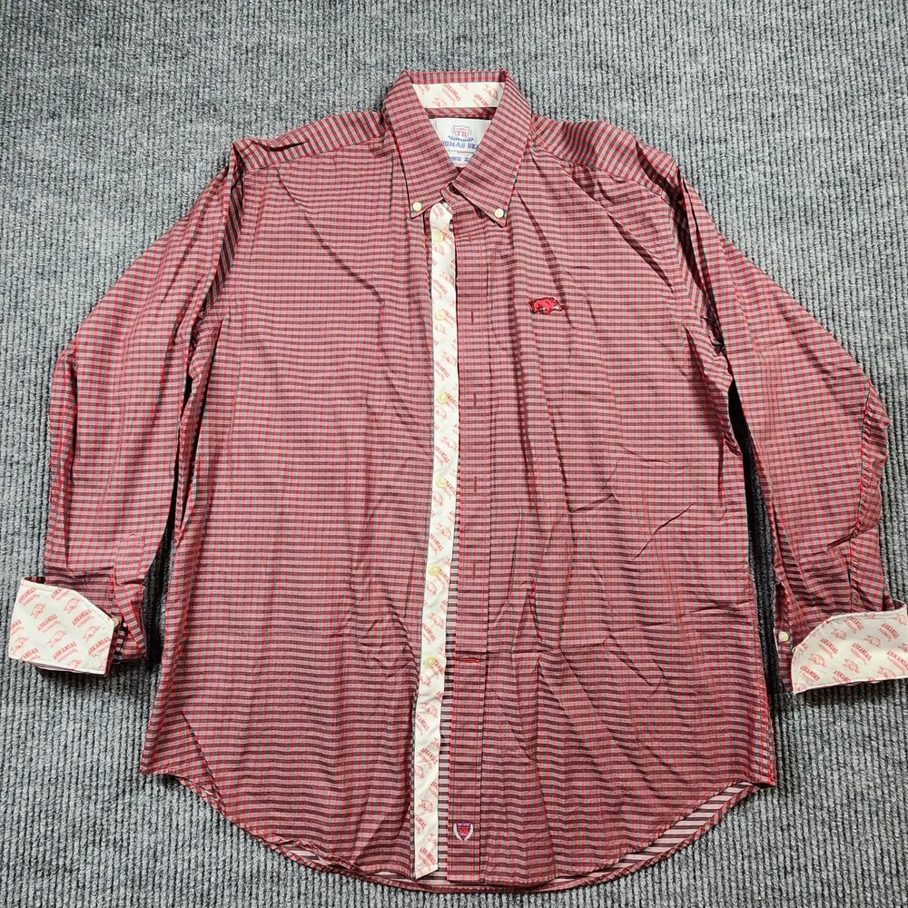 Arkansas Razorbacks Shirt Button Down Mens XL Red NCAA Football Thomas Dean